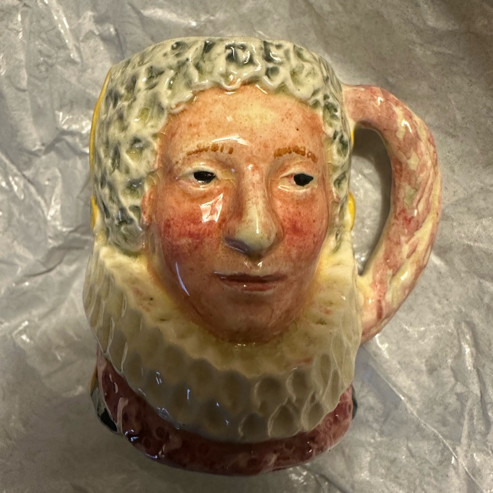 Handcrafted Ceramic “Queen Bess” Face Miniature Mug - Multicolor